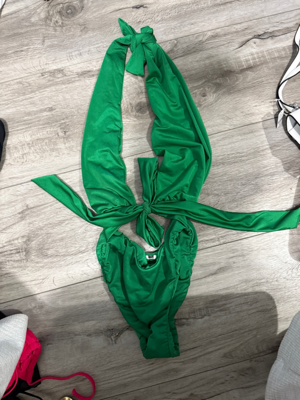 Women’s Green Halter One piece bathing suit with cutouts